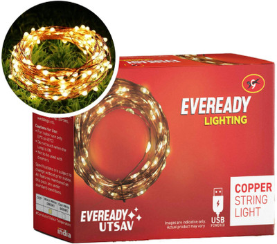 EVEREADY 100 LEDs 10 m Yellow Steady String Rice Lights(Pack of 1)