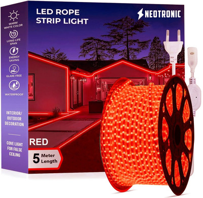 neotronic 1200 LEDs 5 m Red Steady Strip Rice Lights(Pack of 1)