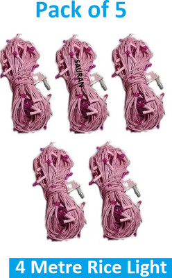 Sauran 15 LEDs 4 m Pink Steady String Rice Lights(Pack of 5)