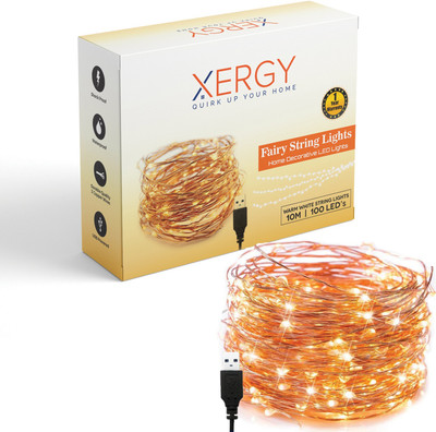 XERGY 100 LEDs 0.25 m White Steady Water Drop Rice Lights(Pack of 1)