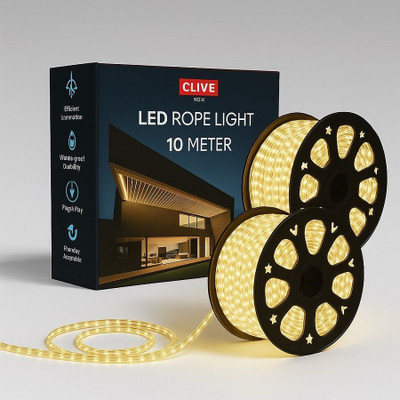 Clive 2400 LEDs 10 m Yellow Steady String Rice Lights(Pack of 2)