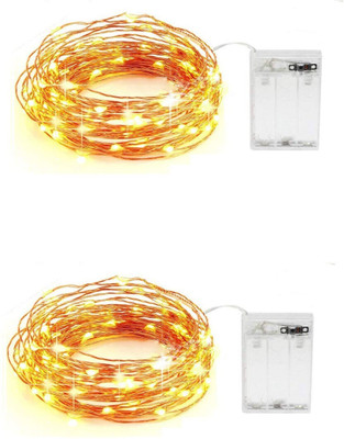Tryka 50 LEDs 5 m Yellow Steady Water Drop Rice Lights(Pack of 2)