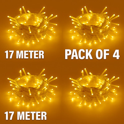 zyvolta 60 LEDs 17 m Yellow Steady String Rice Lights(Pack of 4)