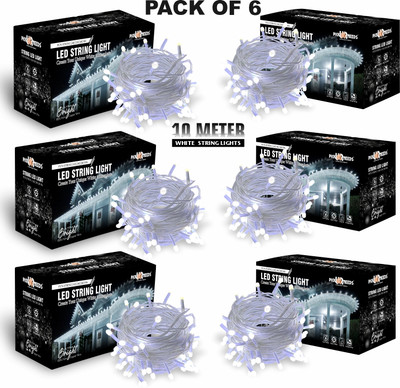 Pick Ur Needs 74 LEDs 10 m White Steady String Rice Lights(Pack of 6)