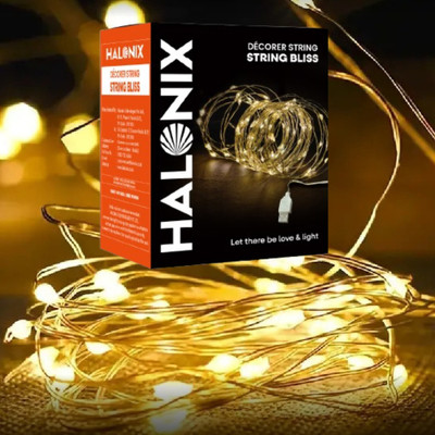 HALONIX 100 LEDs 10 m Yellow Steady String Rice Lights(Pack of 1)