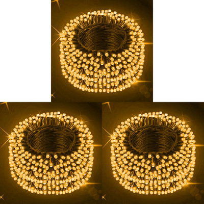 Zebrilla 40 LEDs 15 m Gold Steady, Flickering String Rice Lights(Pack of 3)