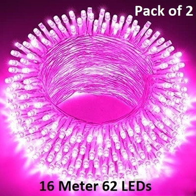 xenith 62 LEDs 16 m Pink Steady String Rice Lights(Pack of 2)