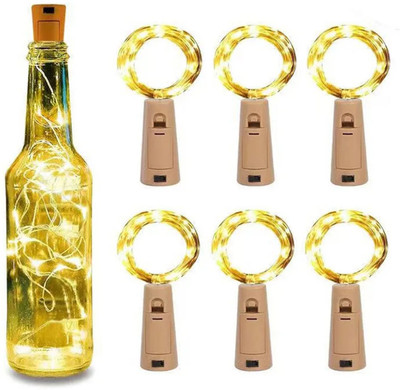 KIDZ00 20 LEDs 2.03 m Gold Steady String Rice Lights(Pack of 6)