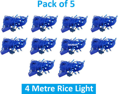 Sauran 15 LEDs 4 m Blue Steady String Rice Lights(Pack of 10)