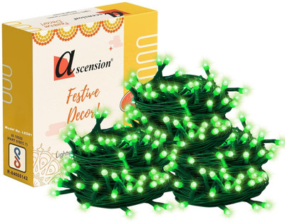 Ascension 40 LEDs 10.9 m Green Steady Bulb Rice Lights(Pack of 3)