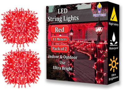 FIZZYTECH 40 LEDs 11 m Red Color Changing String Rice Lights(Pack of 2)
