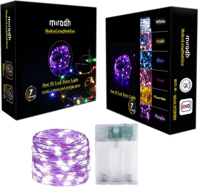 MIRADH 30 LEDs 3 m Purple Steady String Rice Lights(Pack of 1)