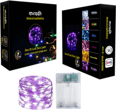 MIRADH 30 LEDs 3 m Purple Steady String Rice Lights(Pack of 1)