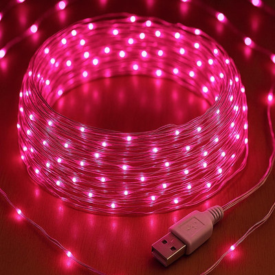 PKG 100 LEDs 10 m Pink Steady String Rice Lights(Pack of 1)