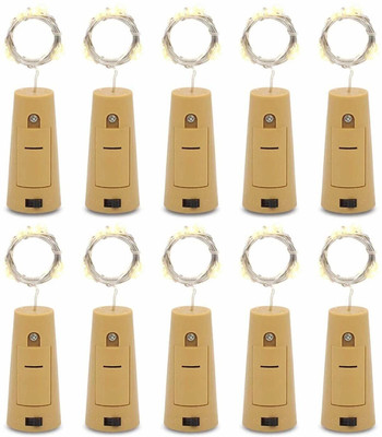 COMBO 4 quantity bottle cork led string lights 2 meter 20 led warm white 20 LEDs 1.98 m White Color Changing Bottle Rice Lights(Pack of 10)