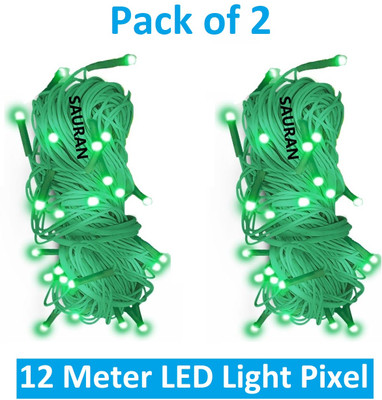 Sauran 38 LEDs 12 m Green Steady String Rice Lights(Pack of 2)