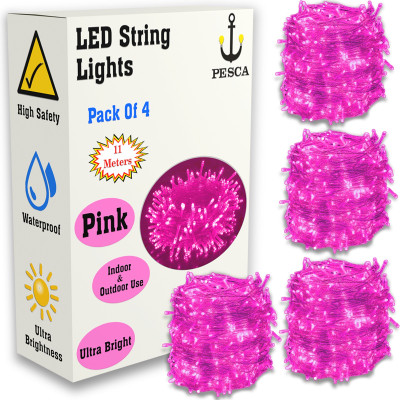 PESCA 40 LEDs 11 m Pink Steady String Rice Lights(Pack of 4)