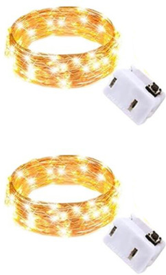 FIZZYTECH 20 LEDs 2 m Yellow Steady String Rice Lights(Pack of 2)