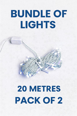 TGlow 100 LEDs 20 m White Steady Ball Rice Lights(Pack of 2)