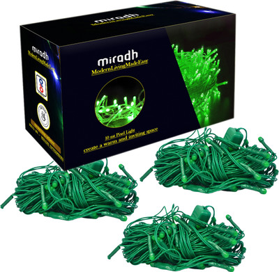 MIRADH 36 LEDs 10 m Green Steady String Rice Lights(Pack of 3)