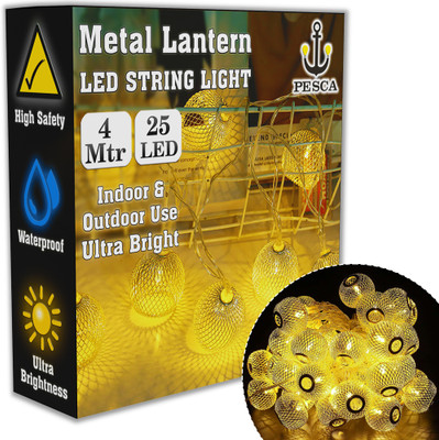 PESCA 25 LEDs 3.99 m Yellow Steady Lantern Rice Lights(Pack of 1)