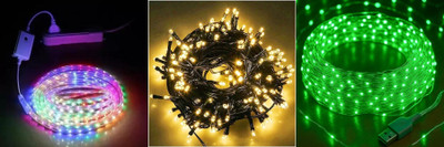 NKXIK 35 LEDs 10 m Multicolor Steady Strip Rice Lights(Pack of 3)