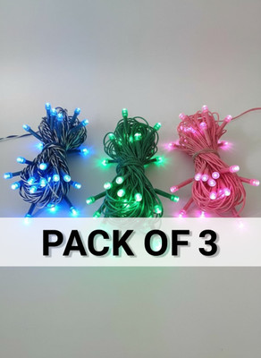 LNG GOLD 42 LEDs 15 m Multicolor Steady Bulb Rice Lights(Pack of 3)