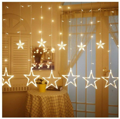 GLowcent 138 LEDs 2.49 m Yellow Flickering Star Rice Lights(Pack of 1)