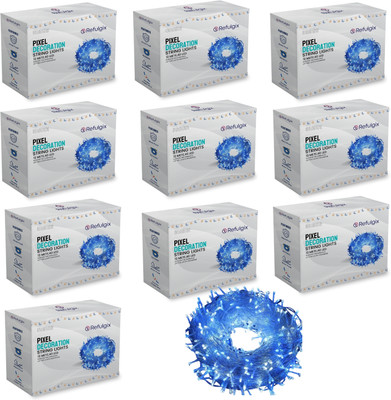 Refulgix 40 LEDs 12 m Blue Steady String Rice Lights(Pack of 10)