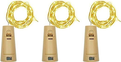 Asharya 20 LEDs 2 m Gold Steady Ball Rice Lights(Pack of 3)