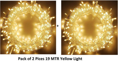 Junjadiya 60 LEDs 19 m Yellow Steady Ball Rice Lights(Pack of 2)