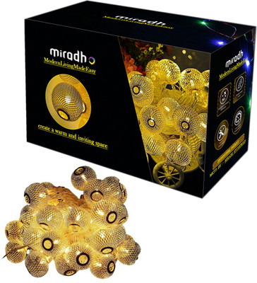MIRADH 14 LEDs 3 m Yellow Steady Ball Rice Lights(Pack of 1)