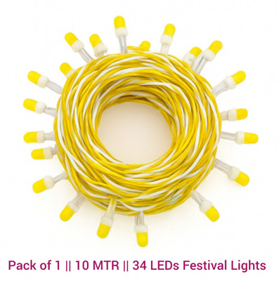AP Source 34 LEDs 10 m Yellow Steady Ball Rice Lights(Pack of 1)