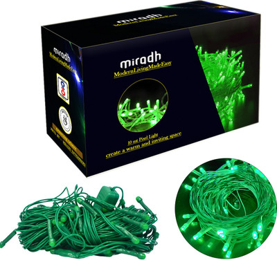 MIRADH 36 LEDs 10 m Green Steady String Rice Lights(Pack of 1)