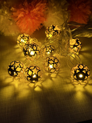 PRIDE STORE 10 LEDs 2.59 m Yellow Steady Ball Rice Lights(Pack of 1)