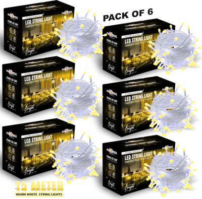 Pick Ur Needs 40 LEDs 15 m Beige Steady String Rice Lights(Pack of 6)
