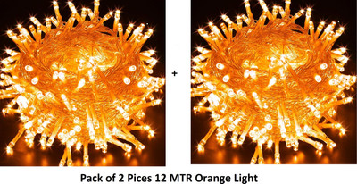 AJOLA 40 LEDs 12 m Orange Steady Ball Rice Lights(Pack of 2)