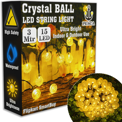 Flipkart SmartBuy 15 LEDs 3 m Yellow Steady Ball Rice Lights(Pack of 1)