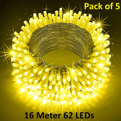 xenith 62 LEDs 16 m Gold Steady String Rice Lights(Pack of 5)