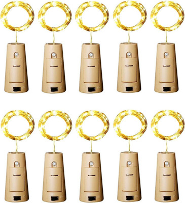 Zakheza 20 LEDs 2 m Yellow Steady Bottle Rice Lights(Pack of 10)