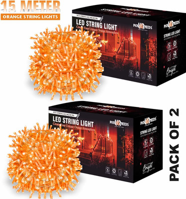 Pick Ur Needs 40 LEDs 15 m Orange Steady String Rice Lights(Pack of 2)