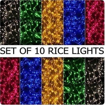 Business Squad 120 LEDs 7 m Multicolor Steady String Rice Lights(Pack of 10)