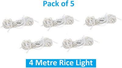 Sauran 15 LEDs 4 m White Steady String Rice Lights(Pack of 5)