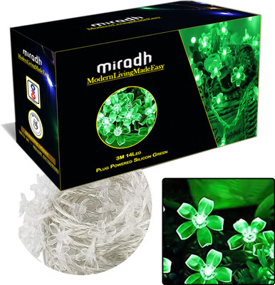 MIRADH 14 LEDs 3 m Green Steady Flower Rice Lights(Pack of 1)