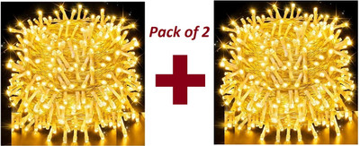 Junjadiya 60 LEDs 20 m Yellow Steady Ball Rice Lights(Pack of 2)