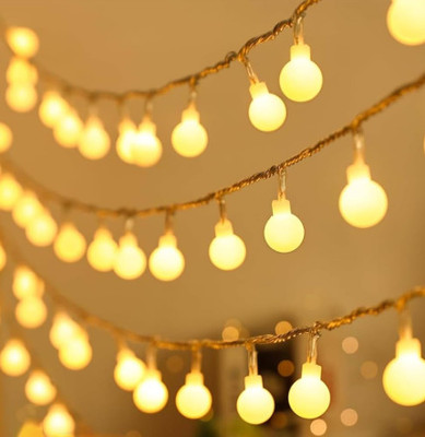 PARTY BREEZE 15 LEDs 4 m Yellow Flickering, Color Changing, Steady Ball Rice Lights(Pack of 1)
