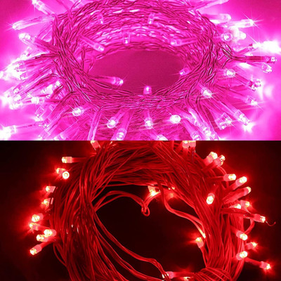 REIRSON 30 LEDs 10 m Pink, Red Flickering, Steady String Rice Lights(Pack of 2)