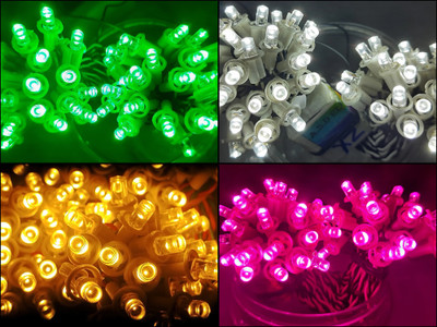 A.S.D. Electronics 200 LEDs 34.12 m White, Pink, Green, Yellow Steady String Rice Lights(Pack of 4)