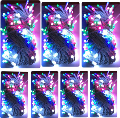 Local Charm 140 LEDs 7 m Multicolor Steady String Rice Lights(Pack of 7)