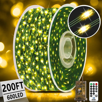 Artificial Vine Leaf Curtain LED String Light, 200L EDs 8 Modes, Remote Control 200 LEDs 3 m Yellow Flickering, Steady Leaf Rice Lights(Pack of 1)